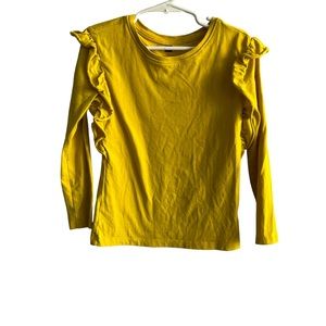 Kid's Tea Collection Mustard Yellow Long Sleeve Ruffle T-Shirt